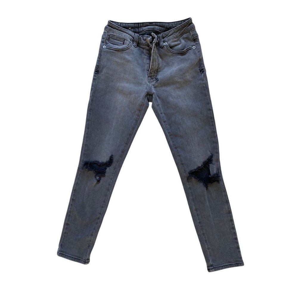 KSUBI Dark Grey Distressed Denim Jeans (RETAIL $240)